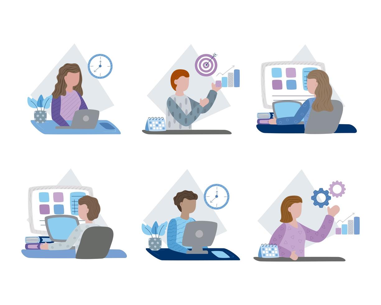 People and productivity icon collection vector