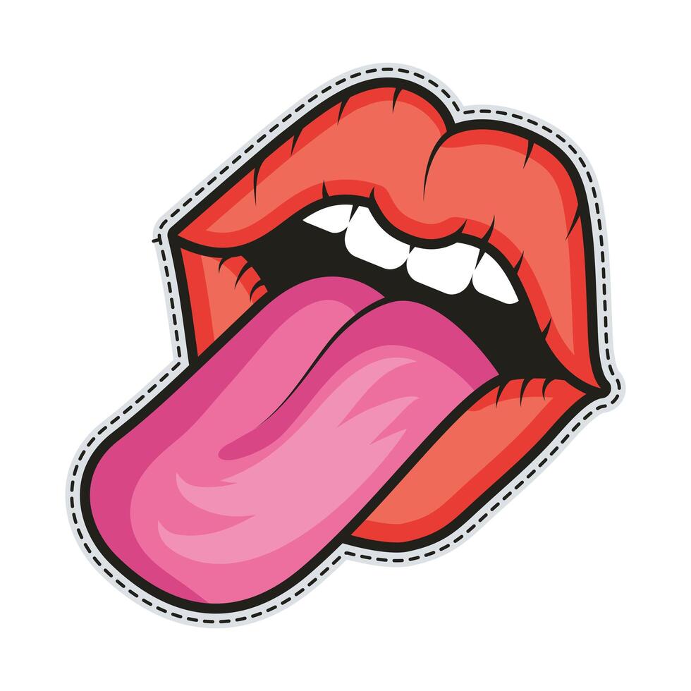 mouth patch retro style vector