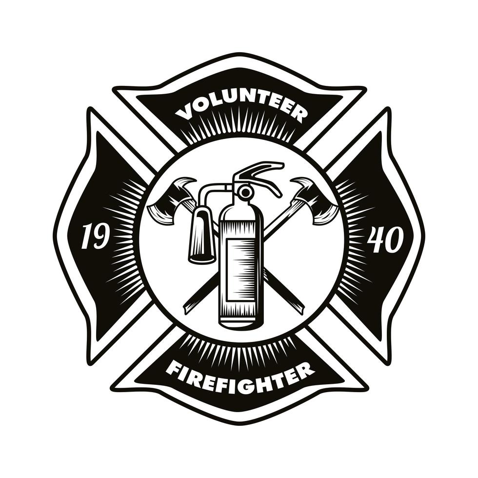 insignia de bombero voluntario vector