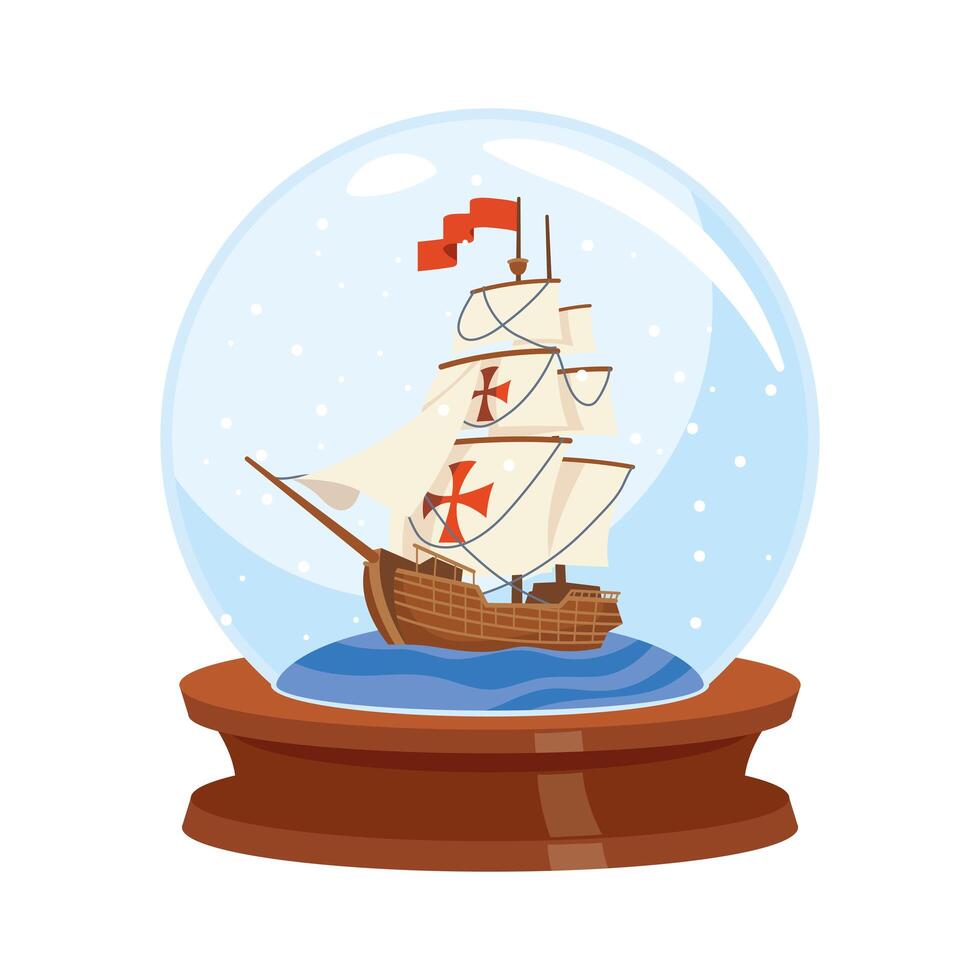 caravel in sphere vector