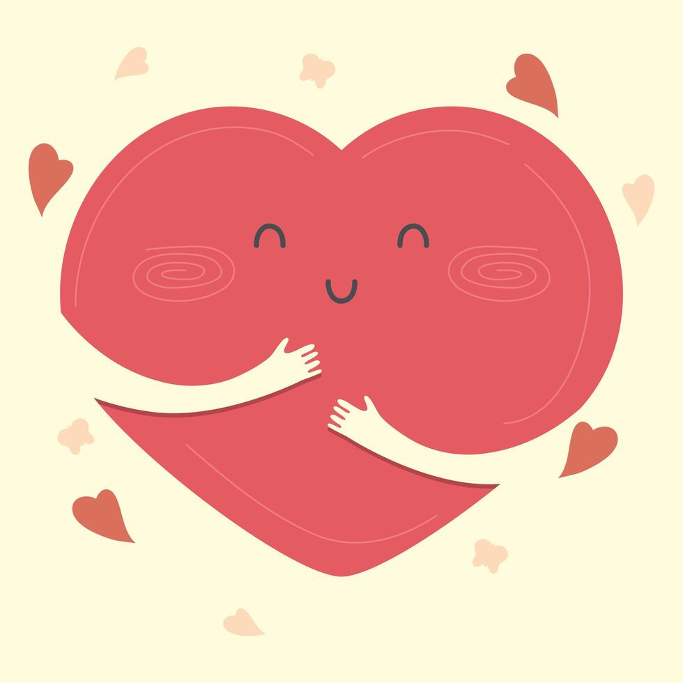 hugging heart cartoon vector