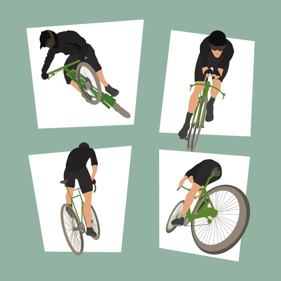 deporte de cuatro ciclistas vector