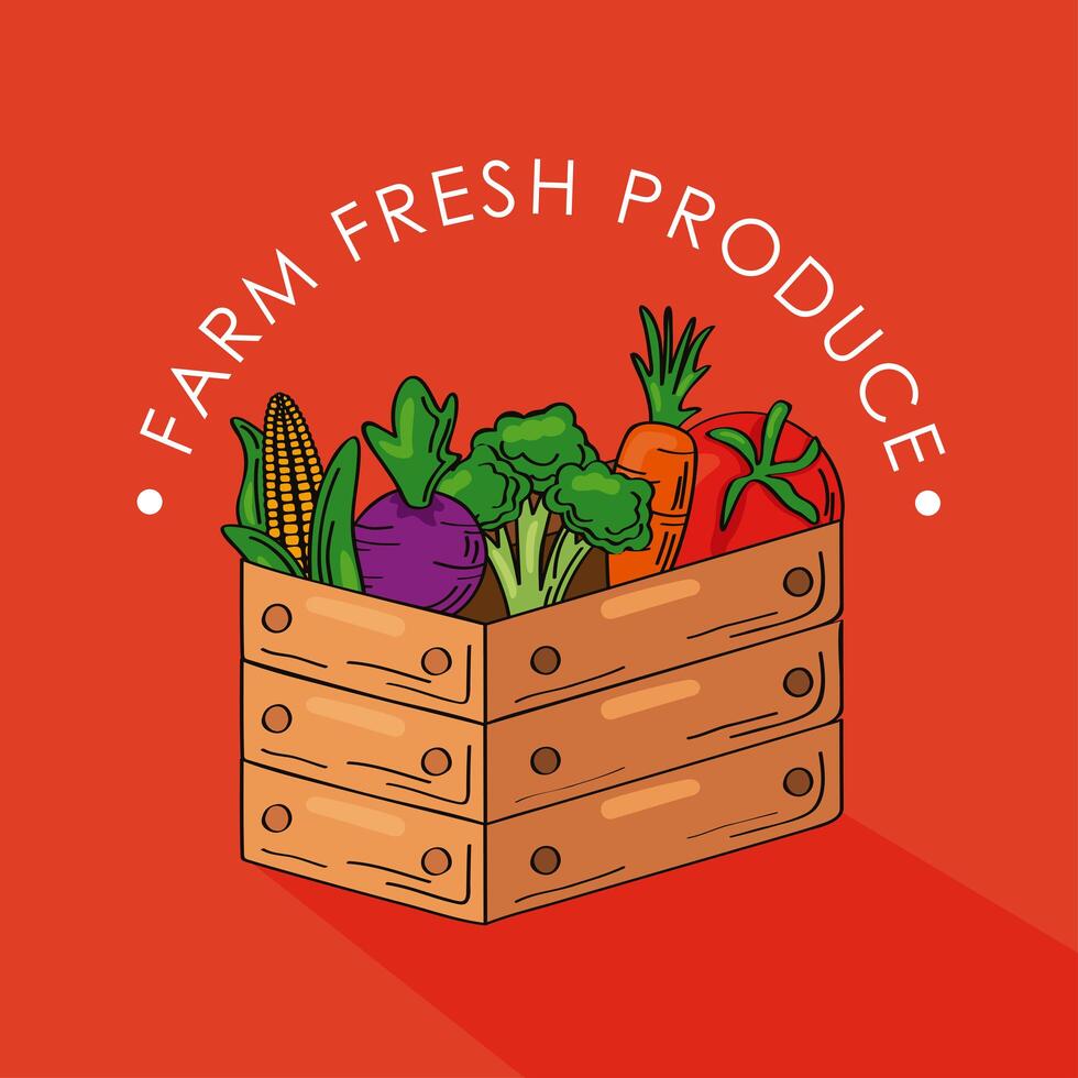 fresh farm products basket vector