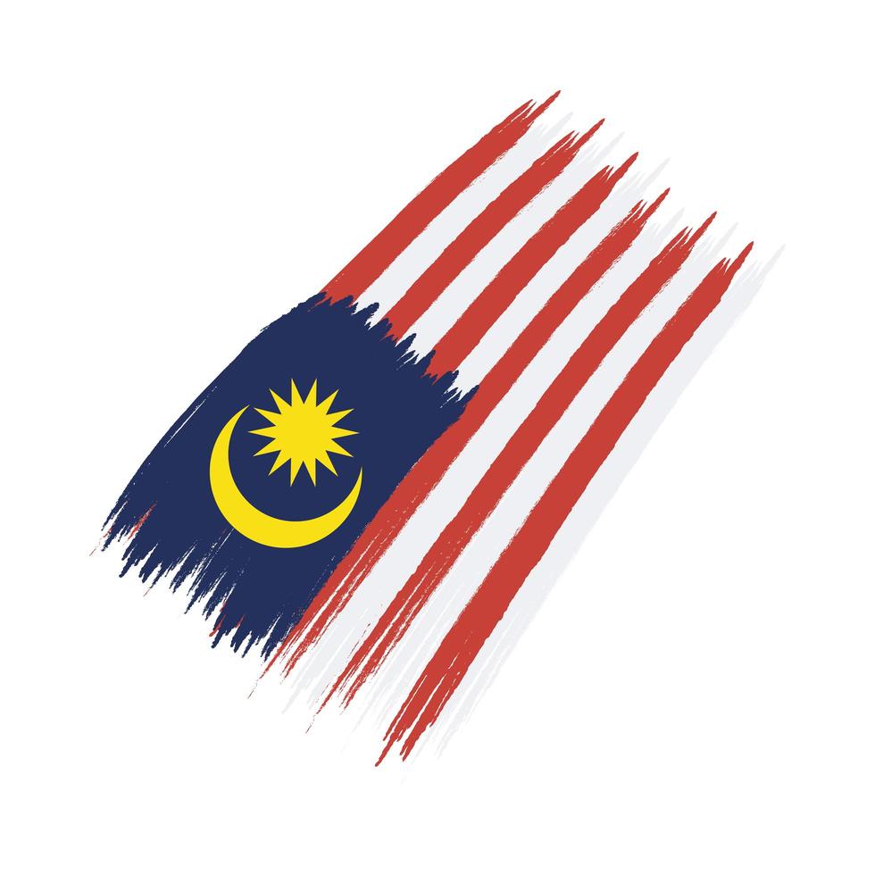 bandera de malasia pintada vector
