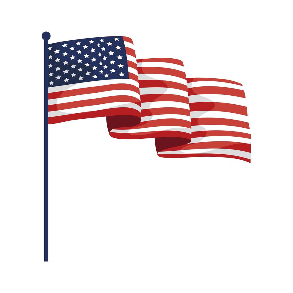 usa flag in pole vector