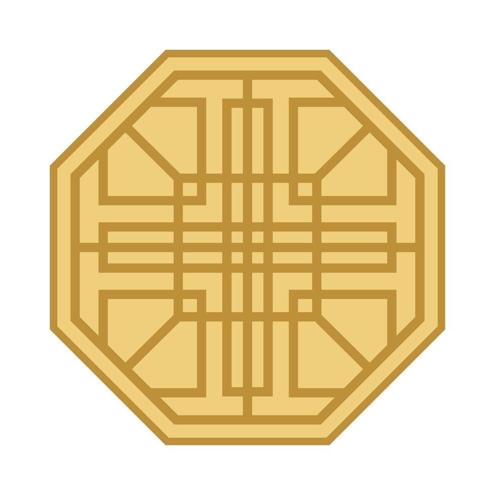 korean pattern octagon label vector
