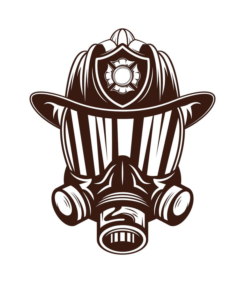 firefighter mask with helmet vector
