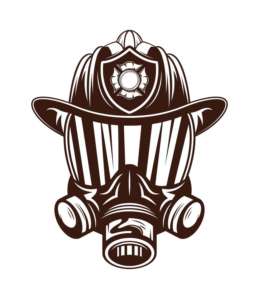 firefighter mask with helmet vector