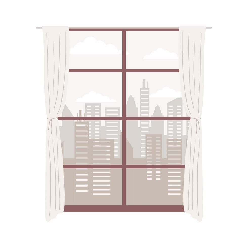 vista de la ciudad en la ventana vector