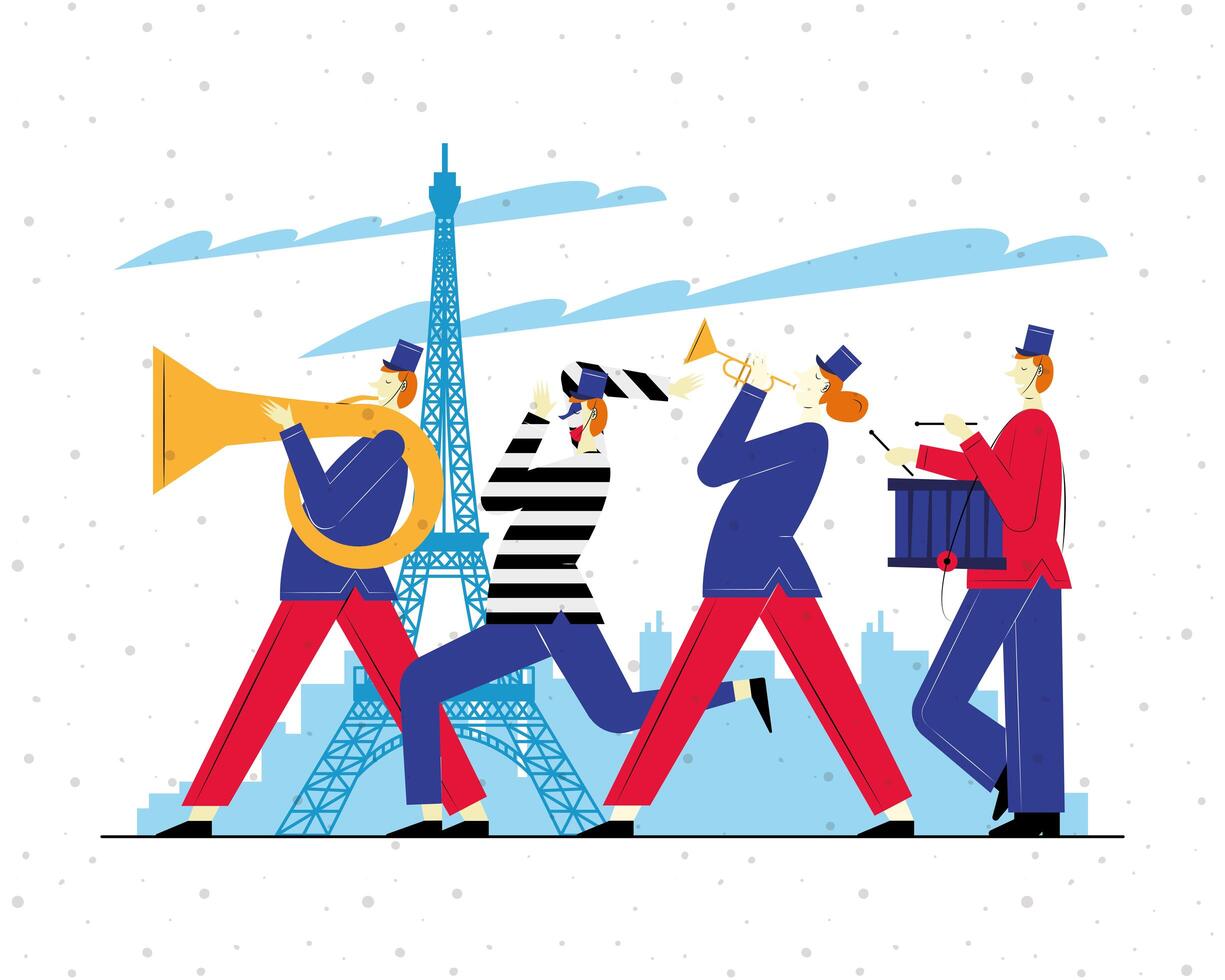 four french marching band vector