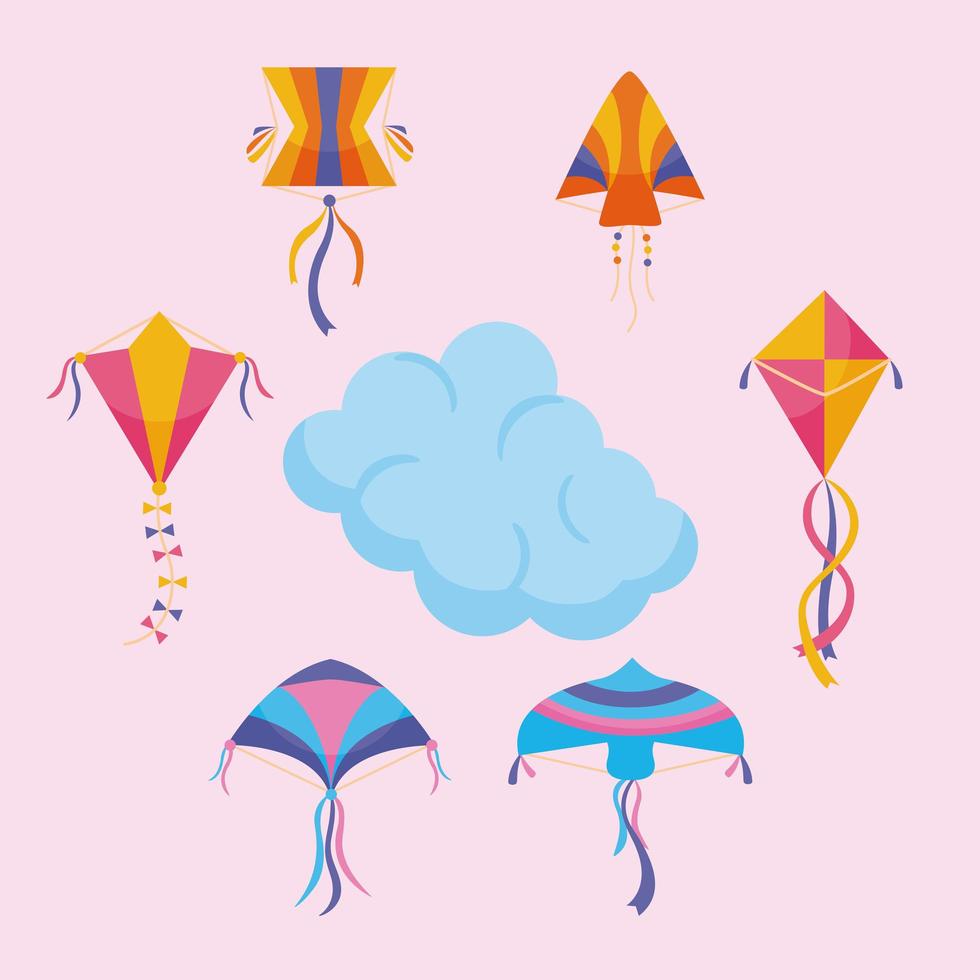 kites around cloud vector