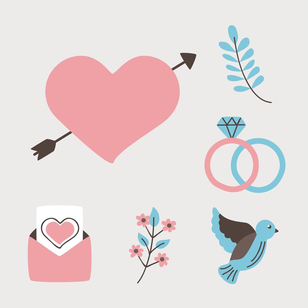 Wedding icon set vector