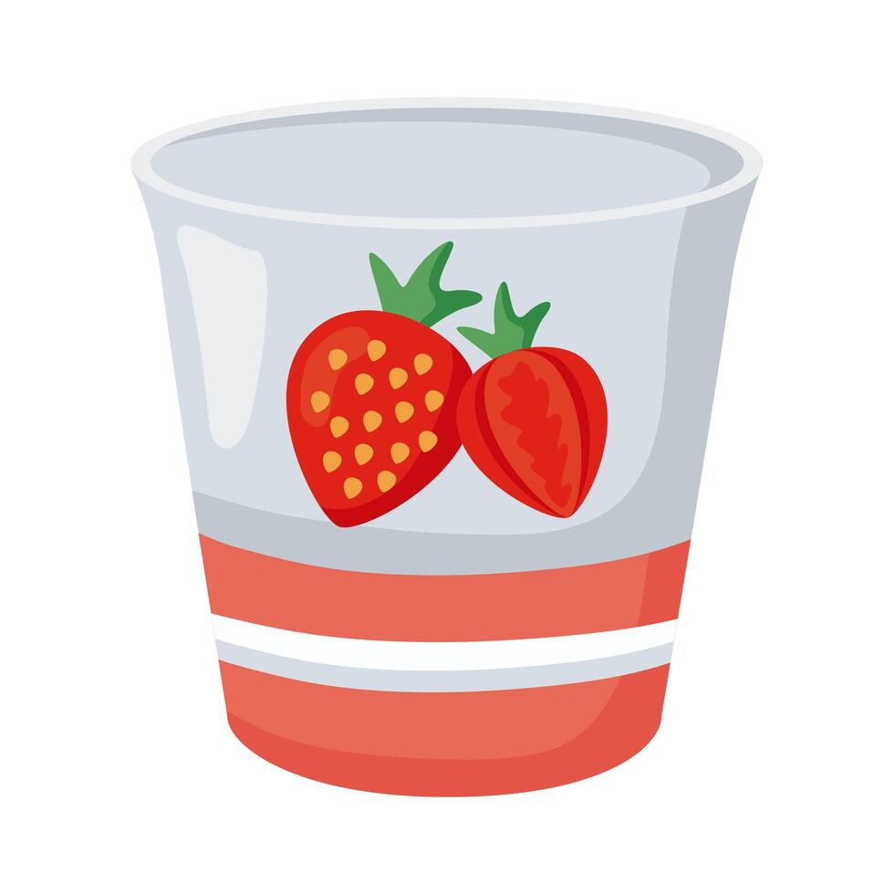 strawberry ice cream pot vector