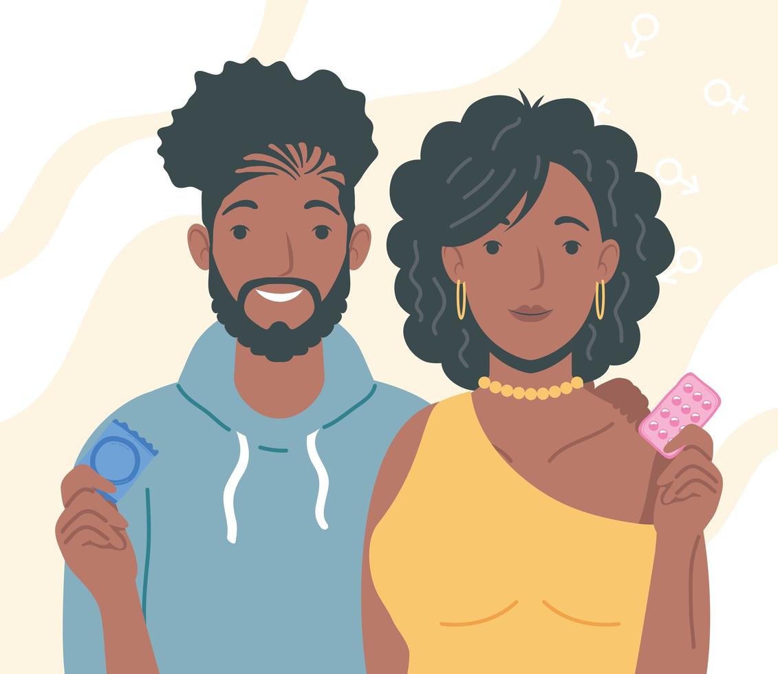 couple with sexsual icons vector