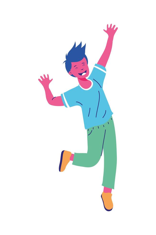 boy cartoon jumping vector