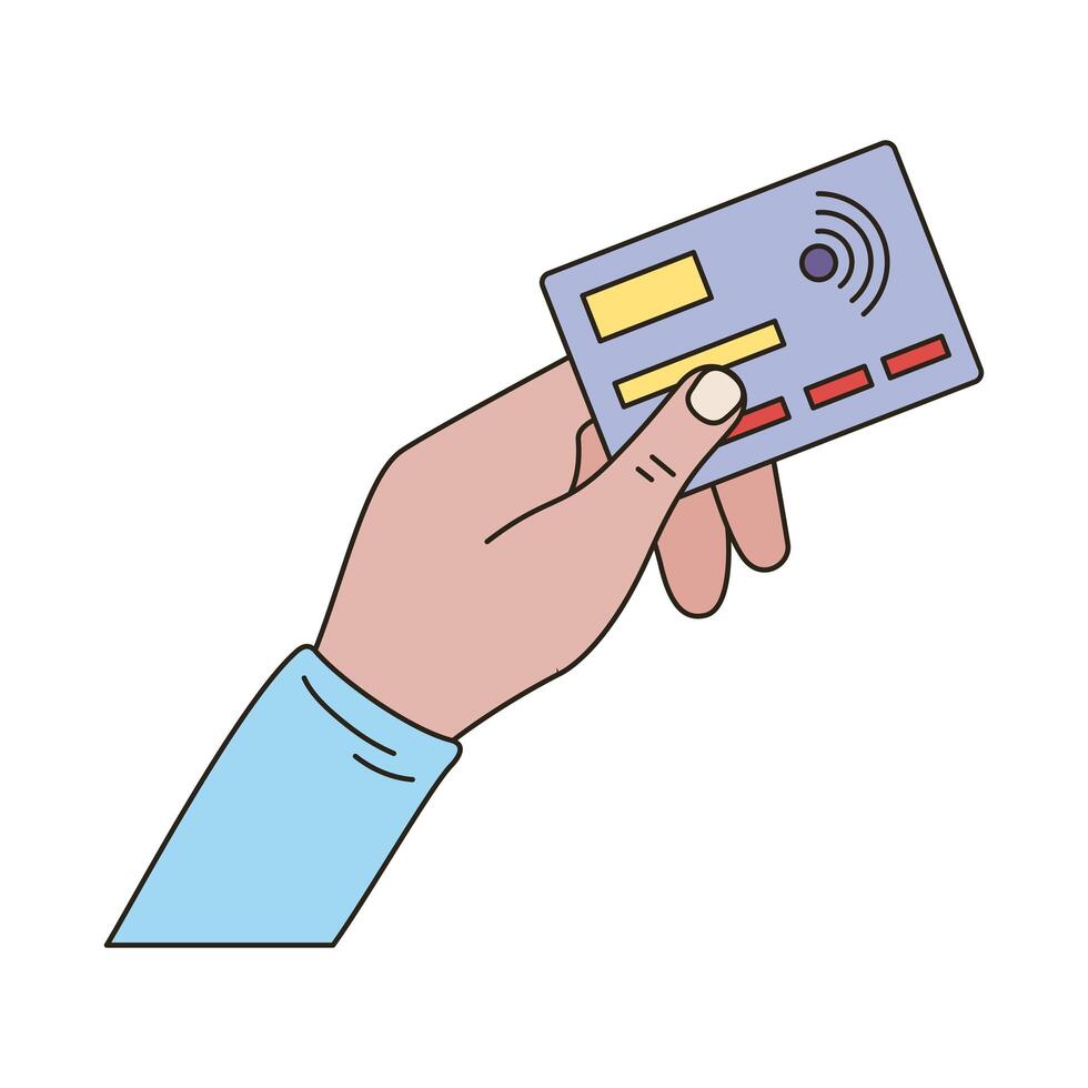 hand with credit card vector