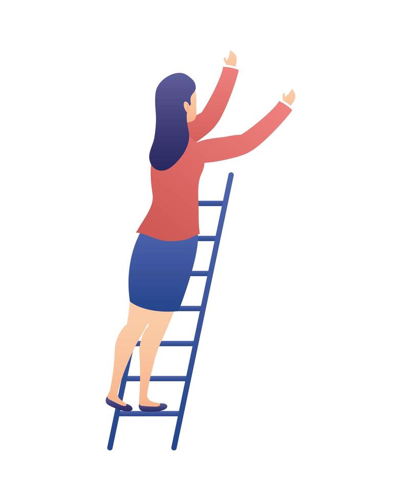 mujer de negocios, en, escalera vector