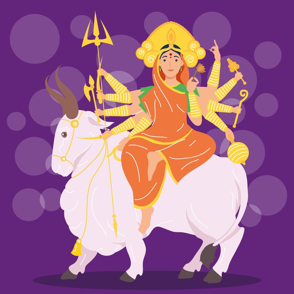 durga goddess in goat vector