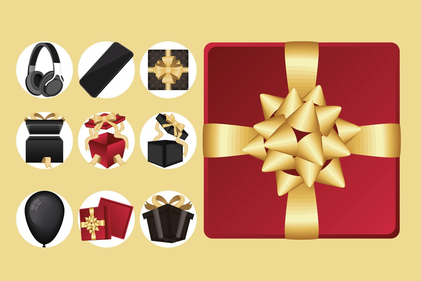seven gifts and icons vector