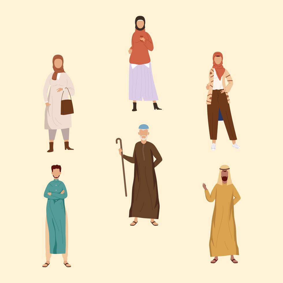 six muslim community persons vector