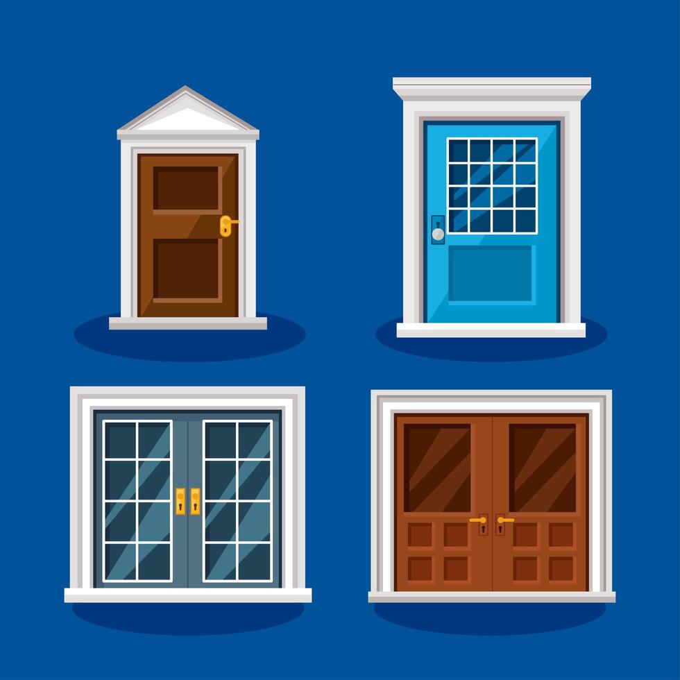 front doors icon set vector