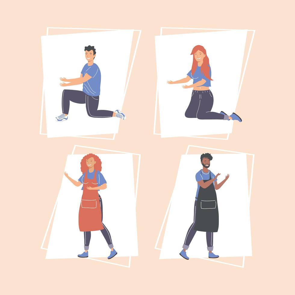 personas en diferentes poses. vector