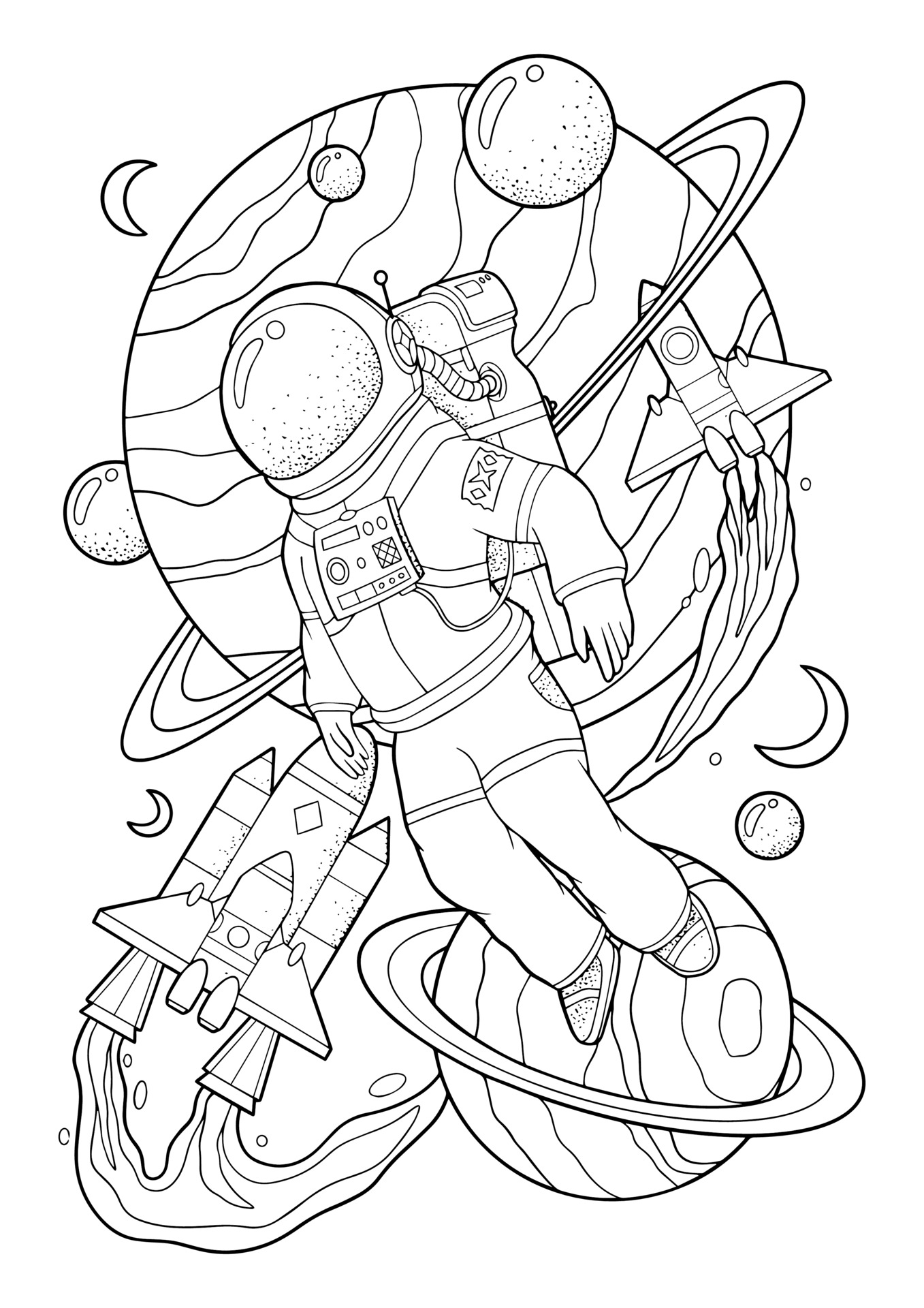 Coloring pages for kids of astronauts in outer space 20 ...