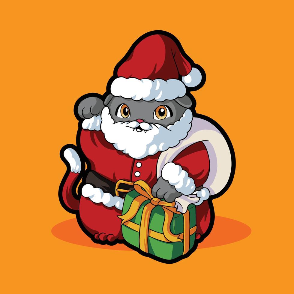 Santa Claus Cat Christmas Cute Cartoon vector