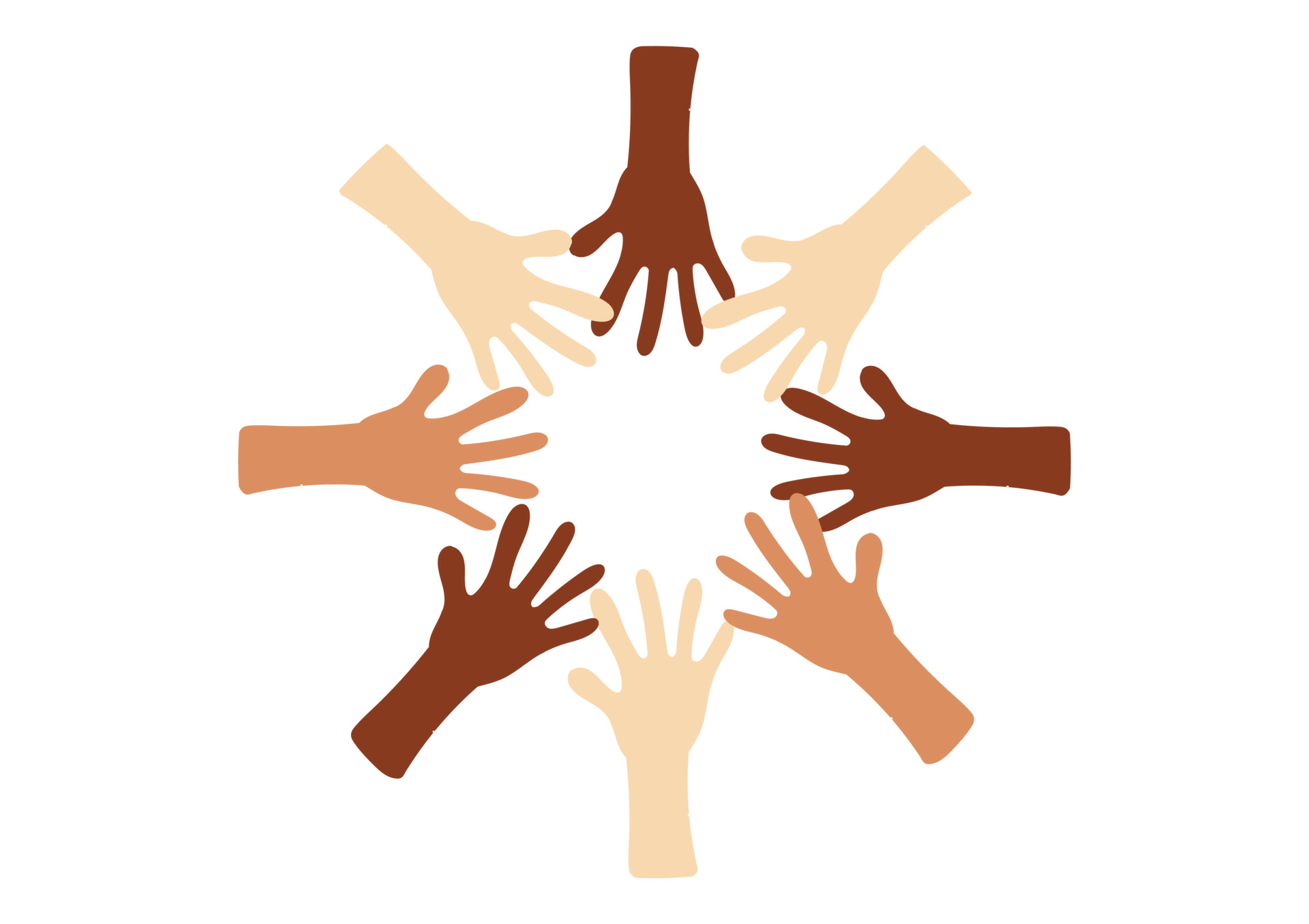 human hands with different skin colors symbolize tolerance