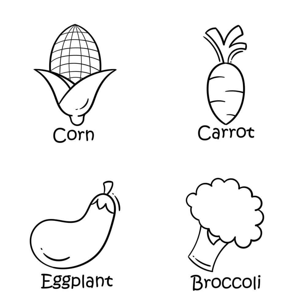 a collection of hand drawn illustrations with a vegetable theme 3 vector