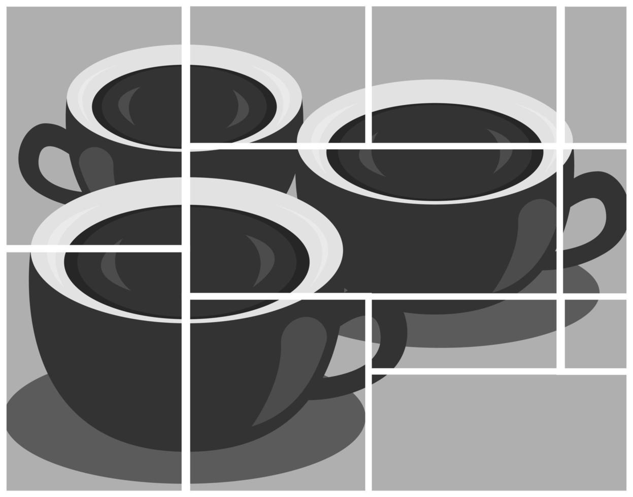 coffee in a frame with a blend of white, gray and black vector