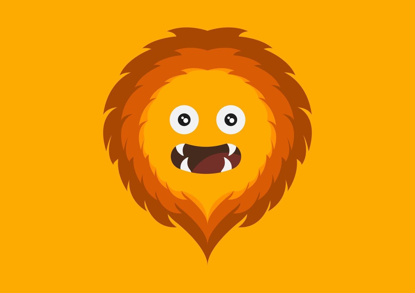 lion face in a cute style, with a yellow and brown color combination, and a yellow background vector