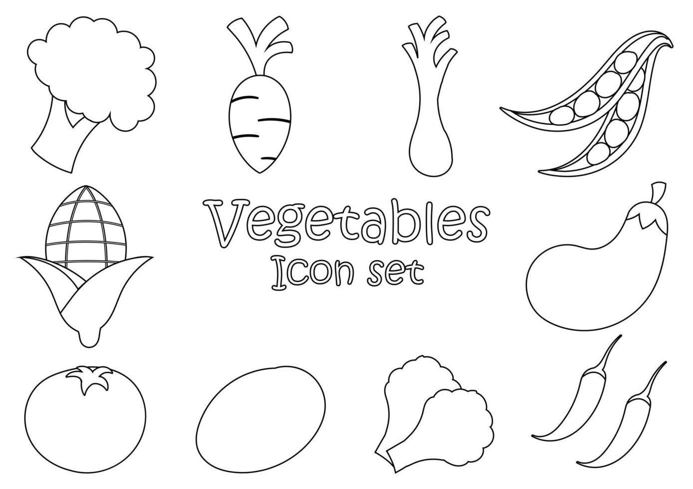 conjunto de ilustración de contorno de vegetales frescos vector