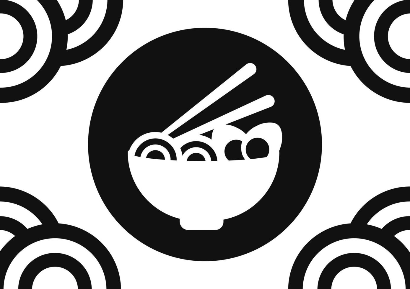 Ilustración de fideos y huevos con tema blanco y negro vector