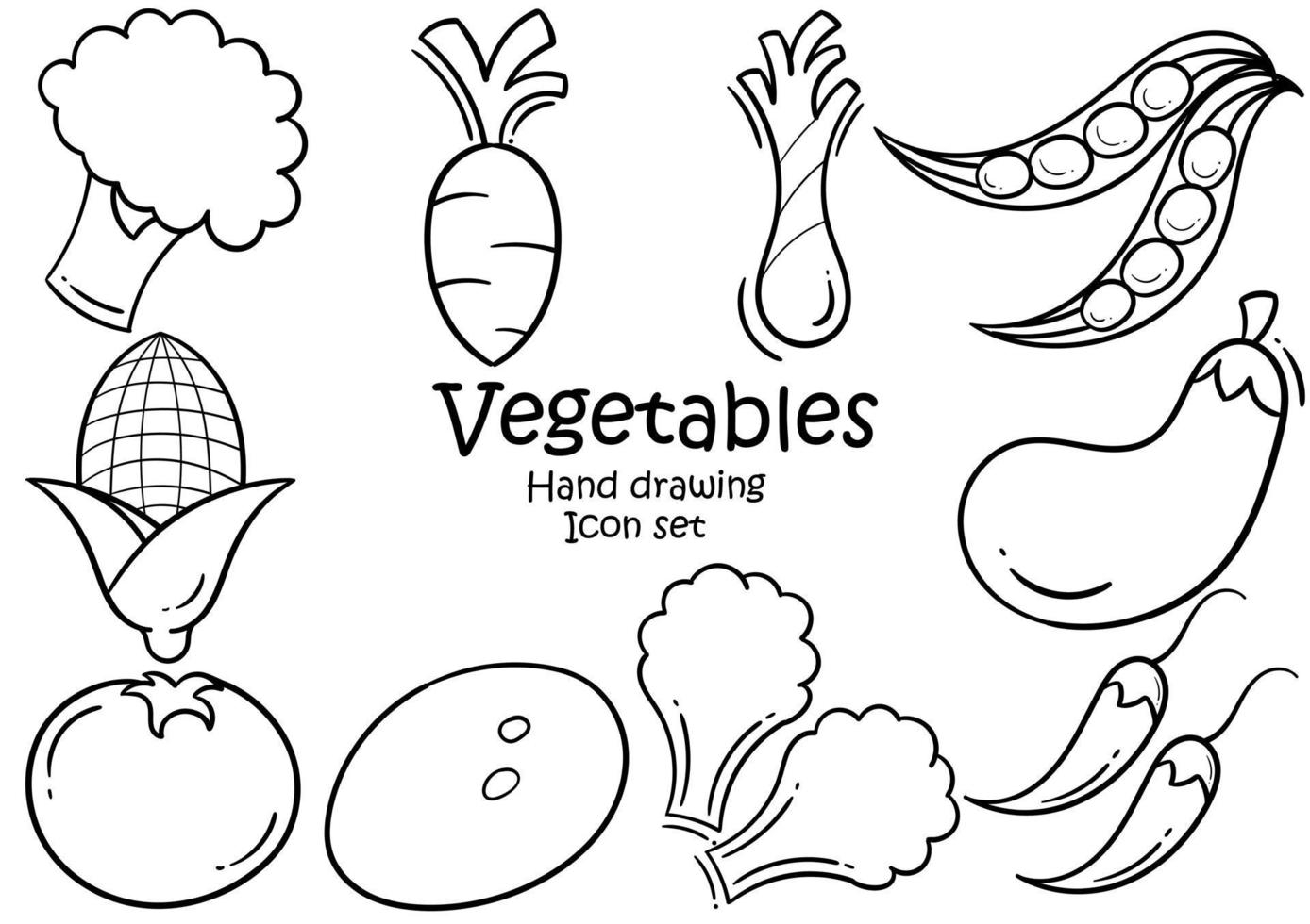 fresh vegetable hand drawn illustration set vector