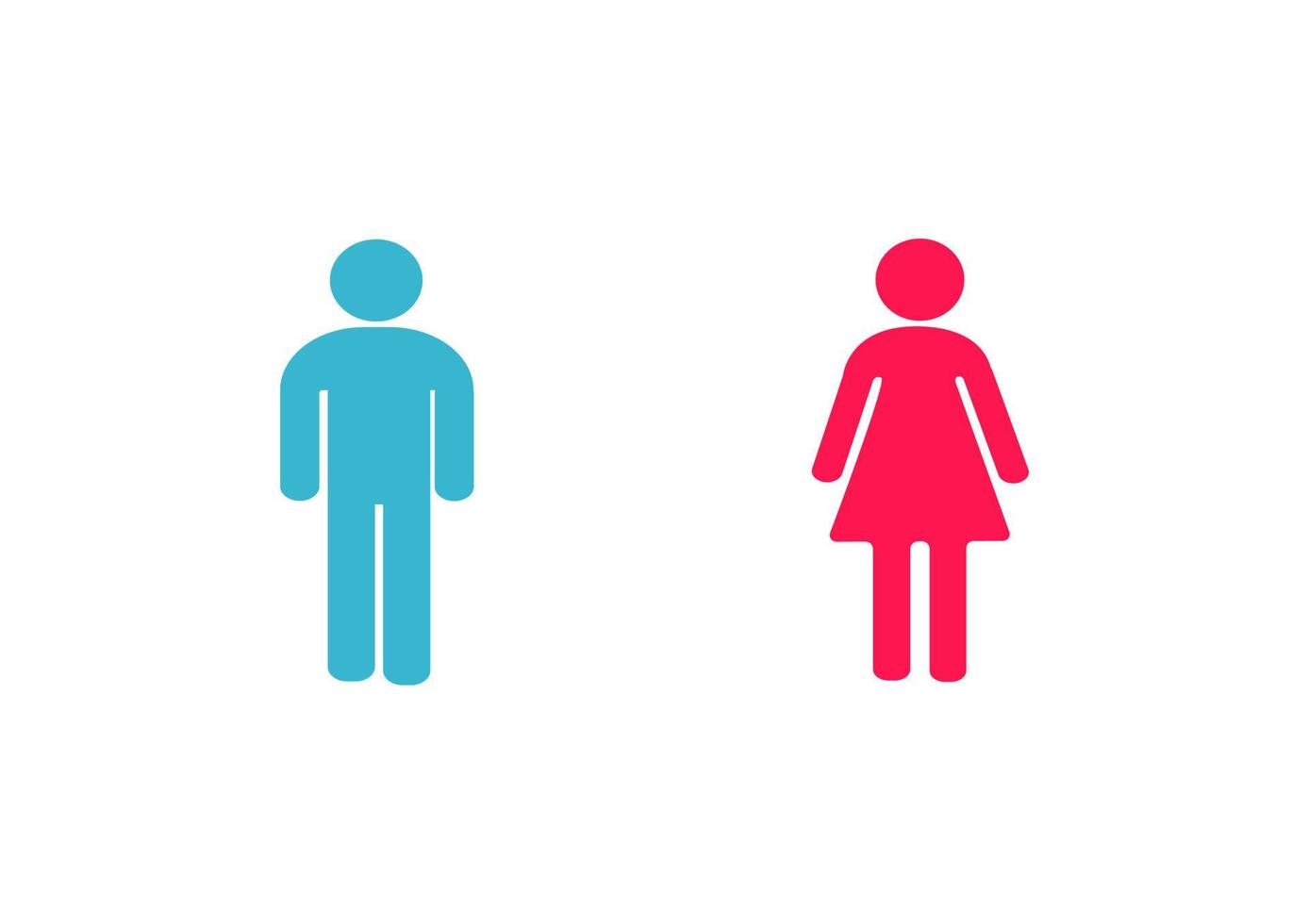 símbolos de baño masculinos y femeninos, azul para hombres y rosa para mujeres vector