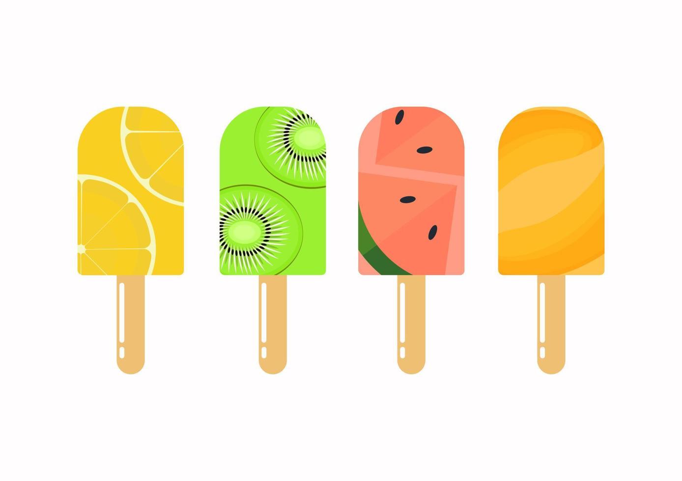 una colección de helados con una variedad de sabores de frutas frescas vector