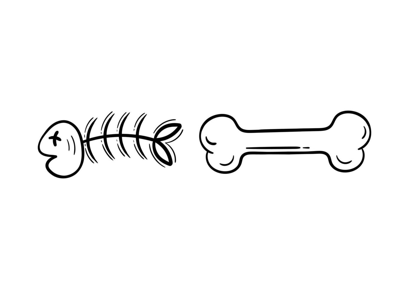 hand drawn illustration of fish bones and bones vector