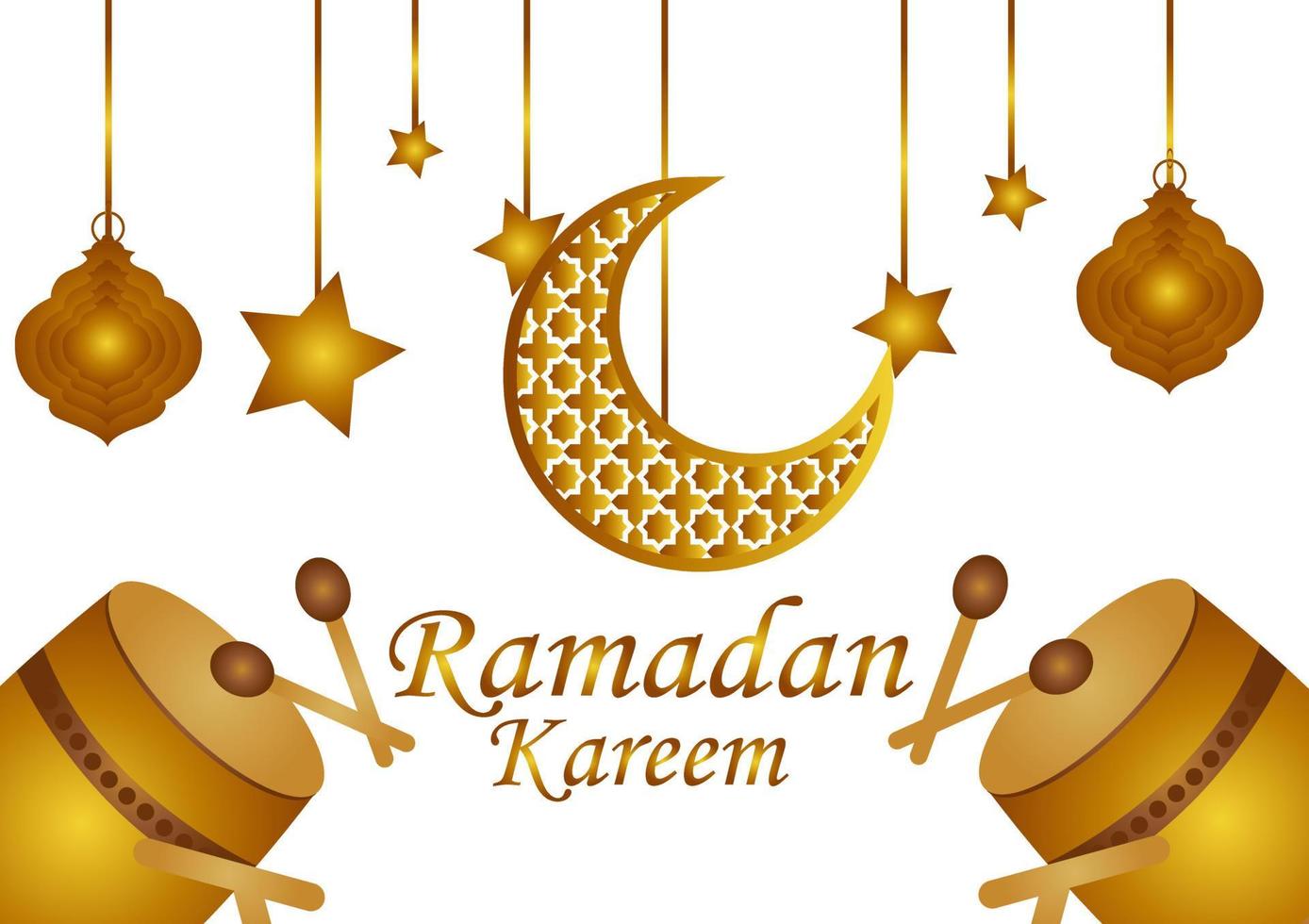 special illustrations for the month of Ramadan with gold color theme vector