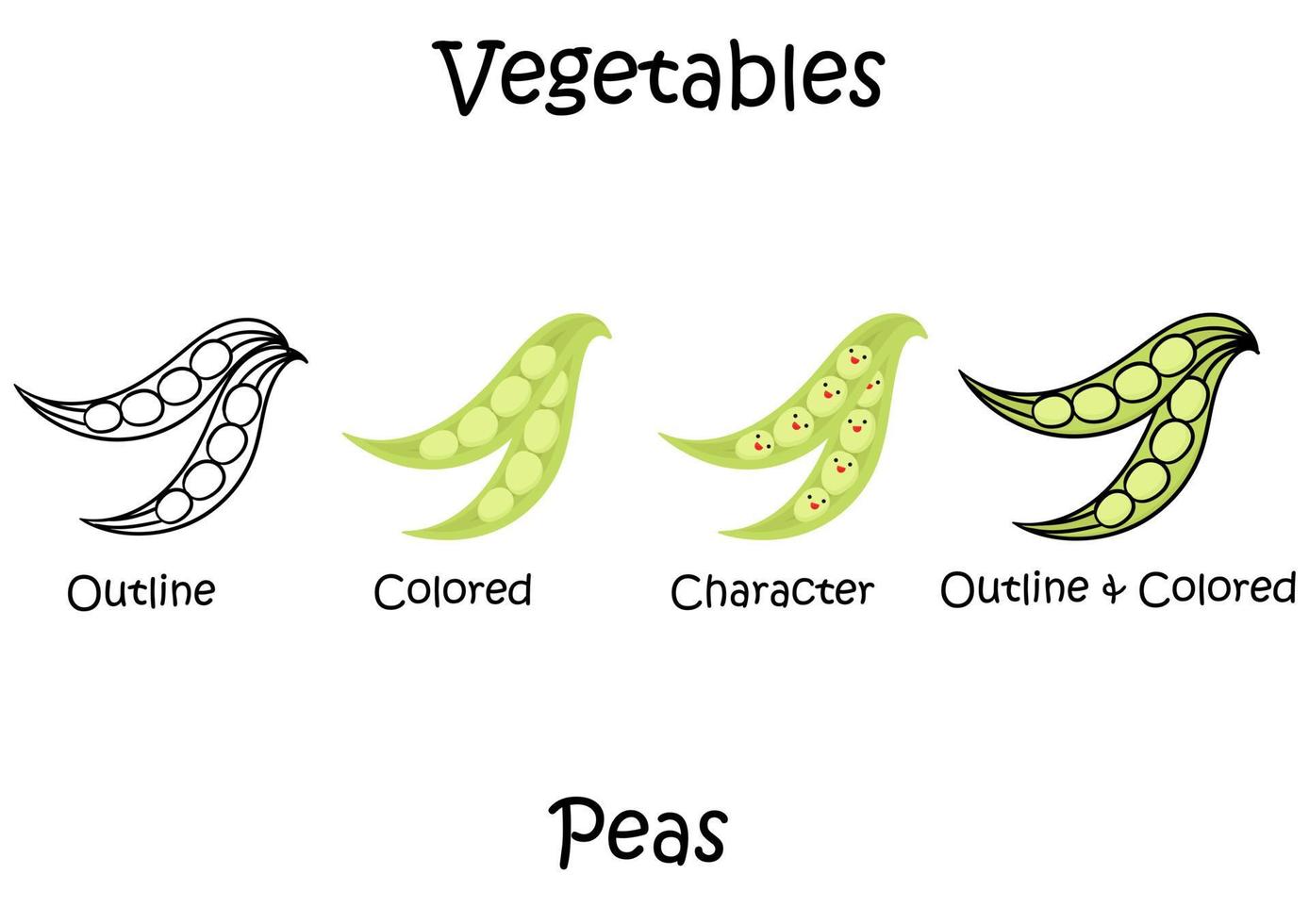 colección de ilustraciones de vegetales de guisantes vector
