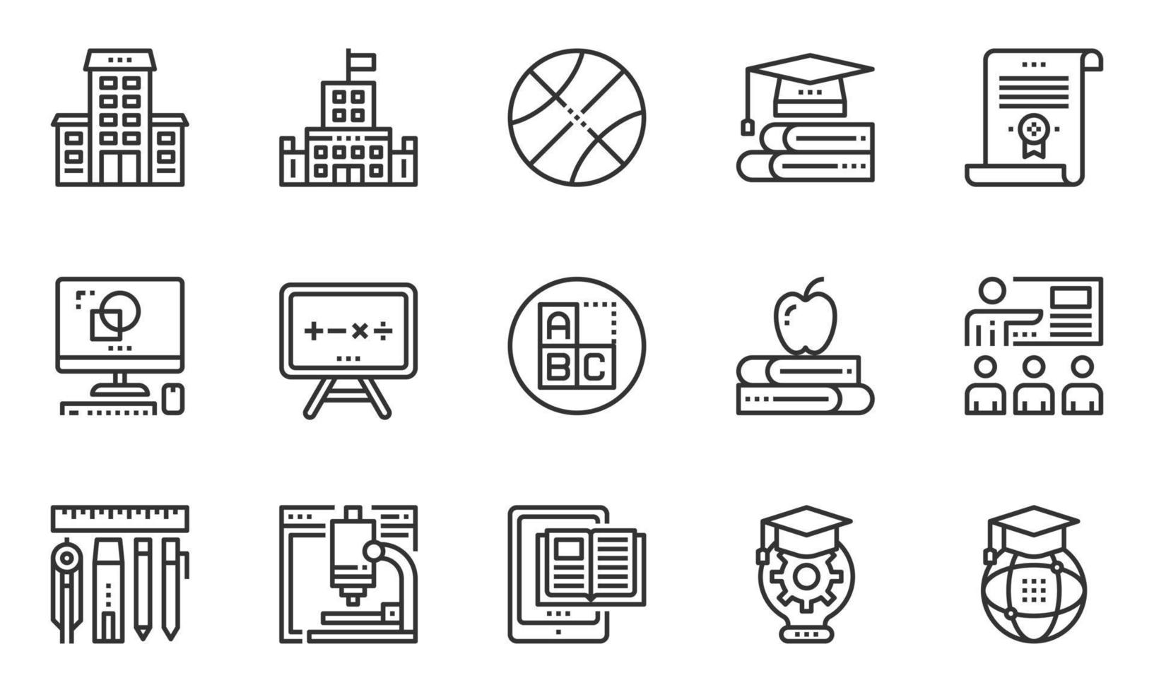 educación, estudio, línea, iconos, vector, aula, formación, conocimiento vector