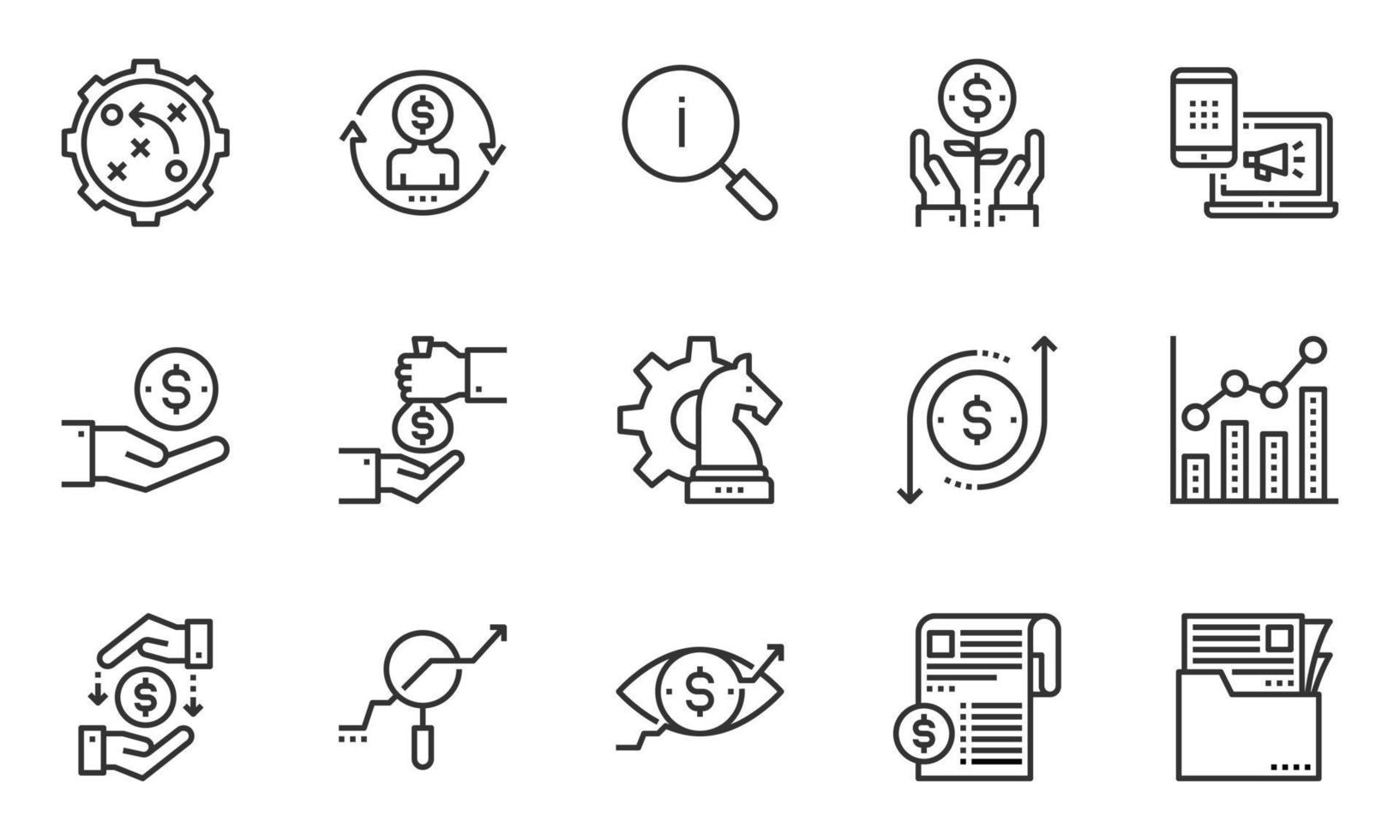 Business Economic Line Icons Vector Illustration, Strategy, Marketing, Growth