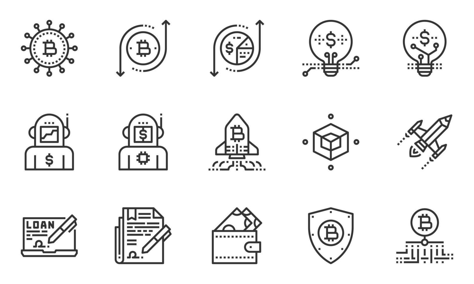 Financial Industry Line Icons, Robot , Wallet, Startup vector