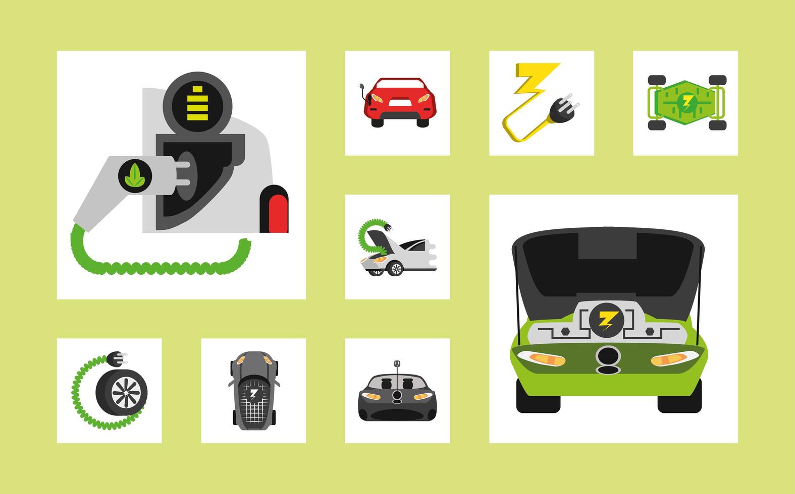 electric car icons vector