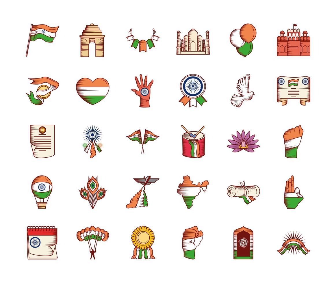 set of india independence vector