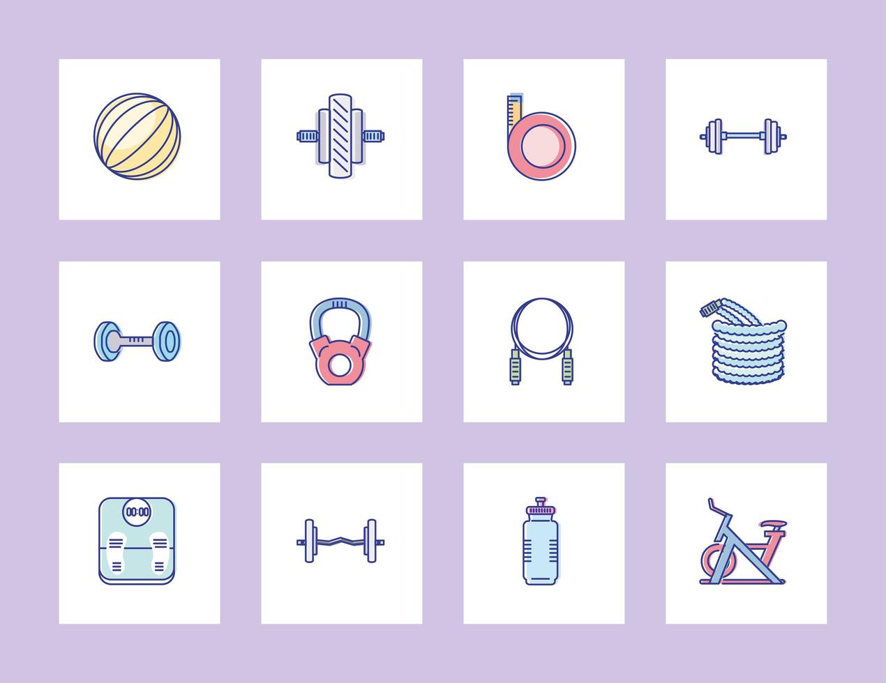 fitness equipment set vector