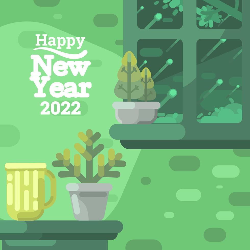 New Year Green Background Concept vector