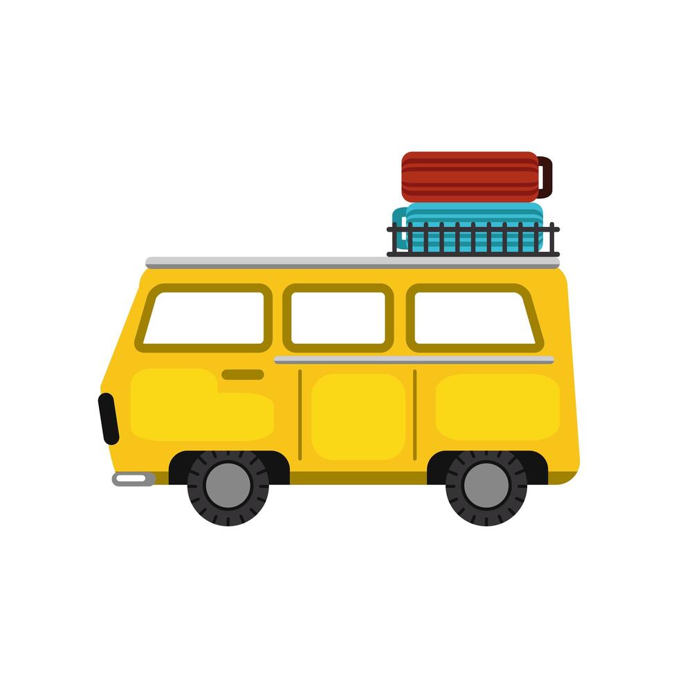 classic van with suitcases vector