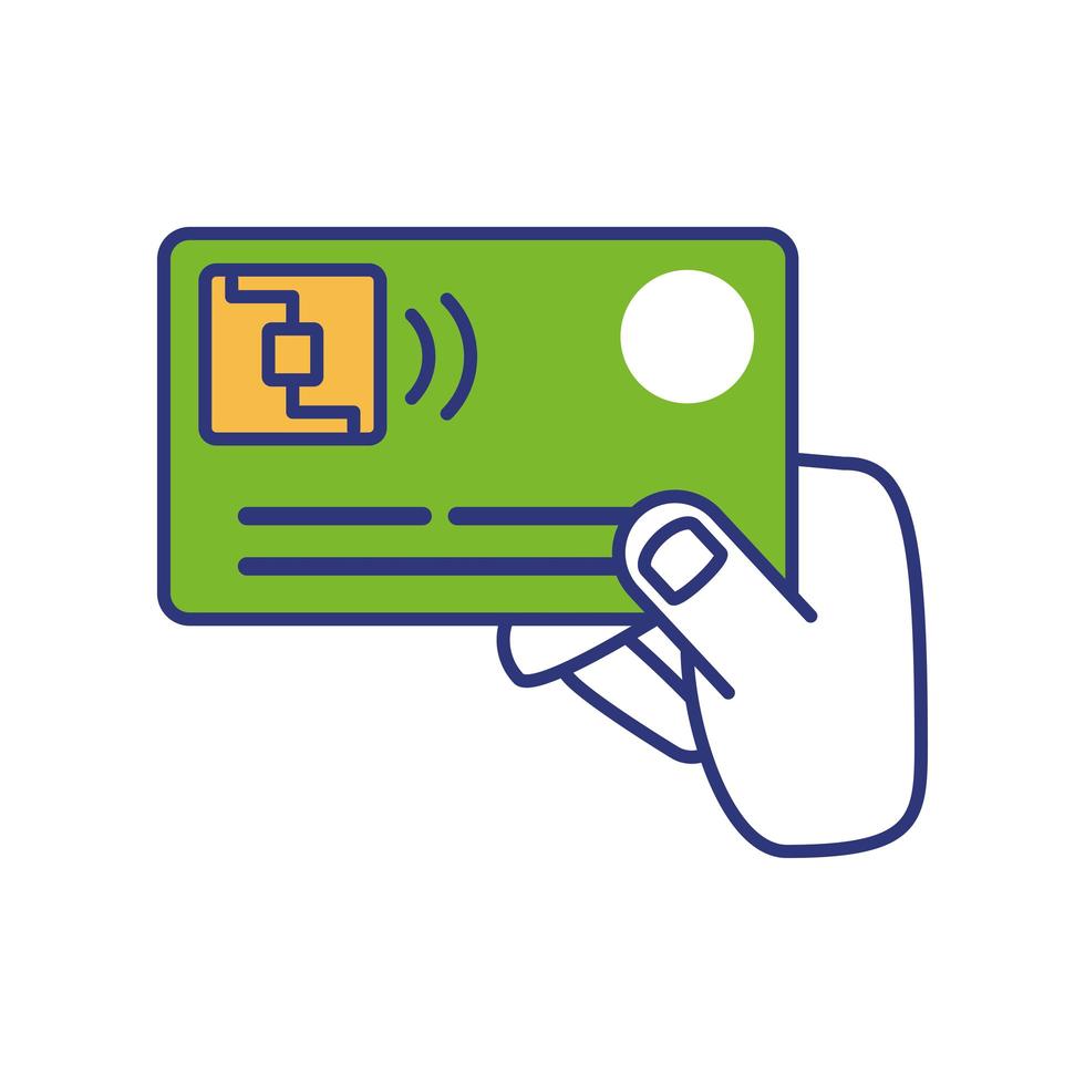 hand with bank card vector