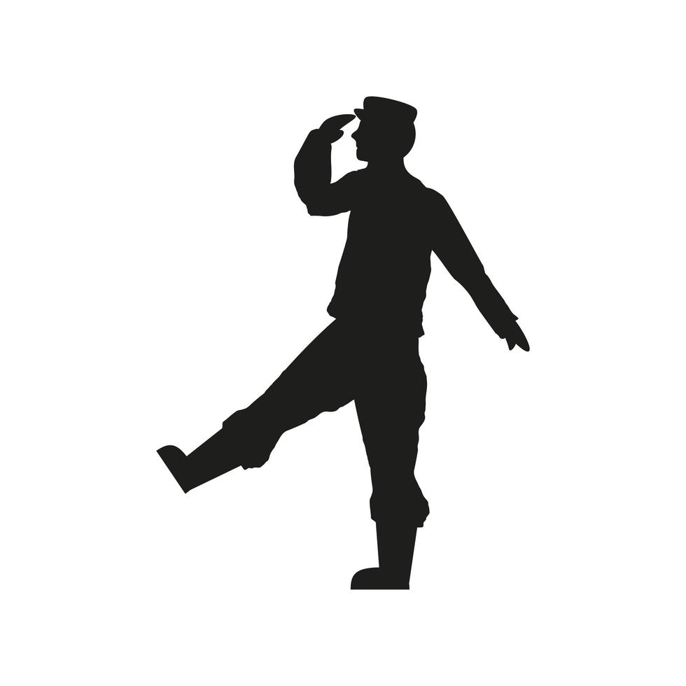soldier saluting silhouette vector